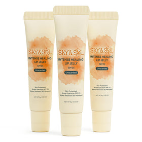 Sky and Sol front packaging showing three tubes and product benefit