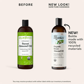 Sky Organics oil pouring from bottle close-up demonstrating smooth texture and easy dispensing