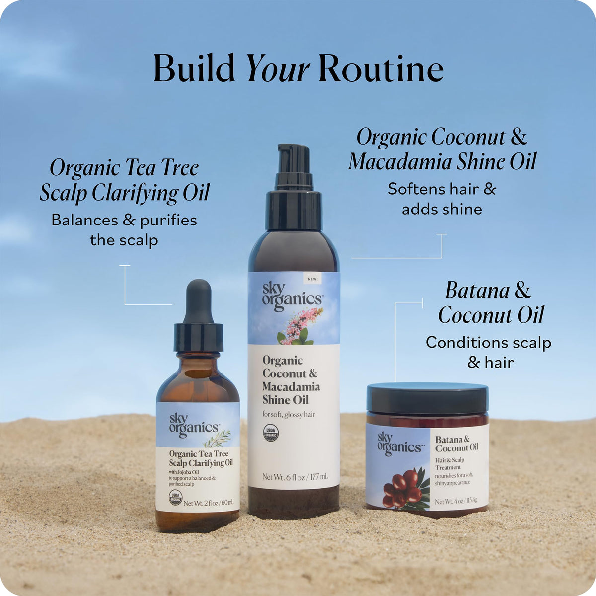Sky Organics bottle with DIY eBook flatlay, highlights included guide benefit