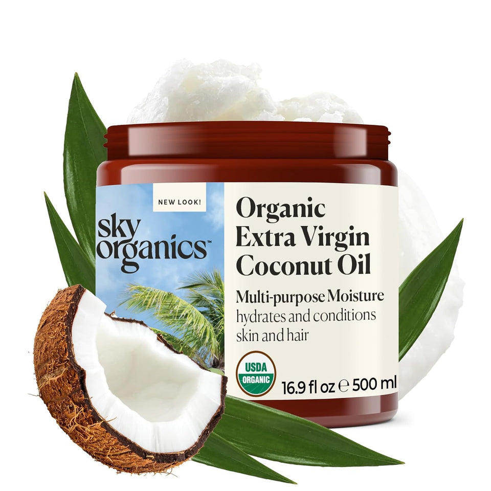 Sky Organics front jar packaging showing label and size benefit