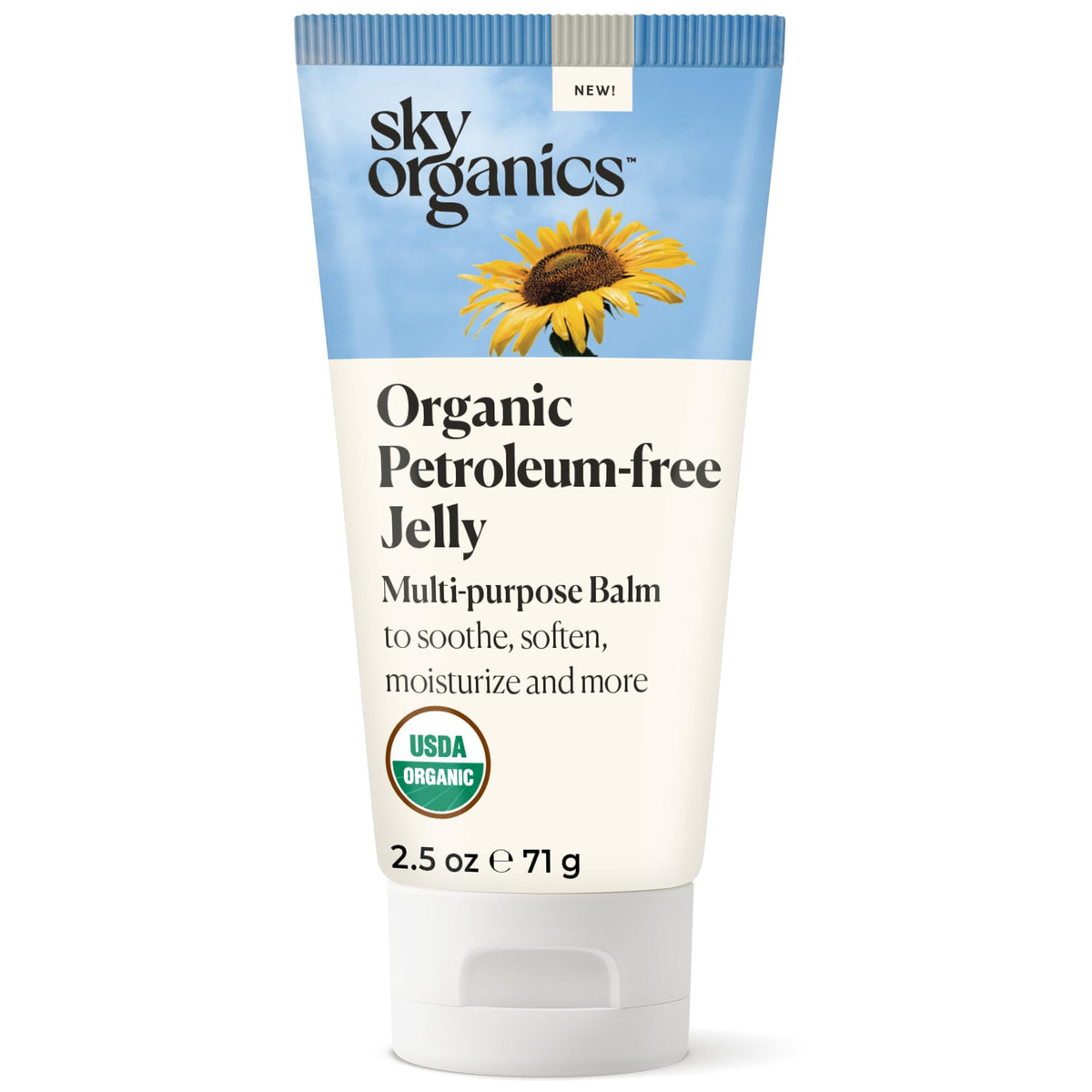 Sky Organics front jar view showing label and organic seal, conveys clean packaging