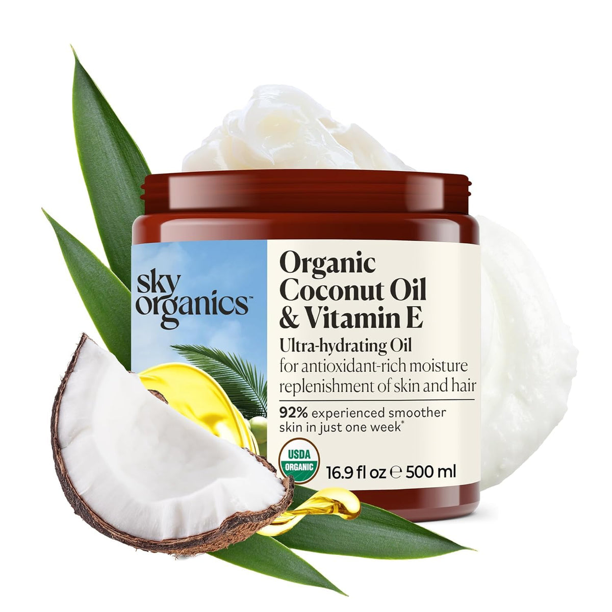 Sky Organics front packaging showing bottle and label, clear product identity and benefit