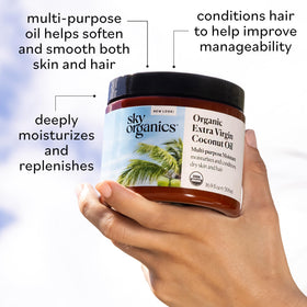 Sky Organics hair mask in hair demonstrating conditioning effect