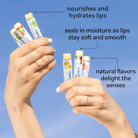 Sky Organics beeswax and botanical oils next to tubes, highlighting natural ingredient benefits