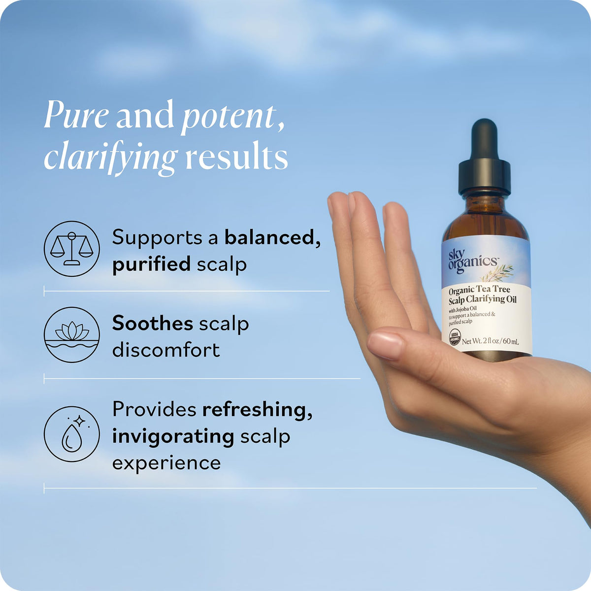 Sky Organics jojoba oil ingredient close-up, emphasizes lightweight moisturizing benefit