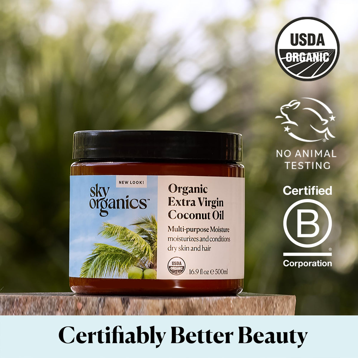 Sky Organics jar on bathroom shelf suggesting everyday self-care ritual