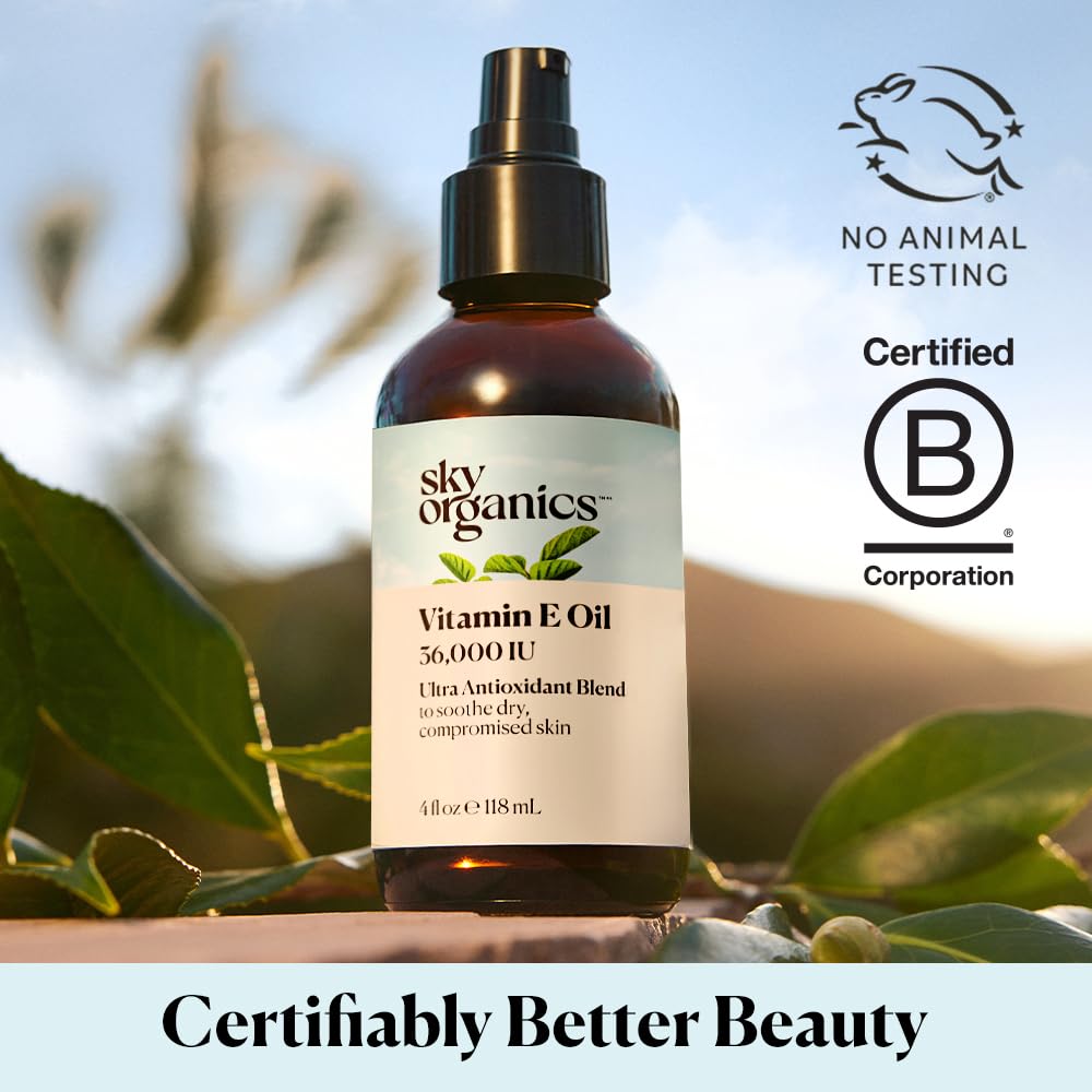 Sky Organics bottle on bathroom shelf in natural light showing clean organic routine