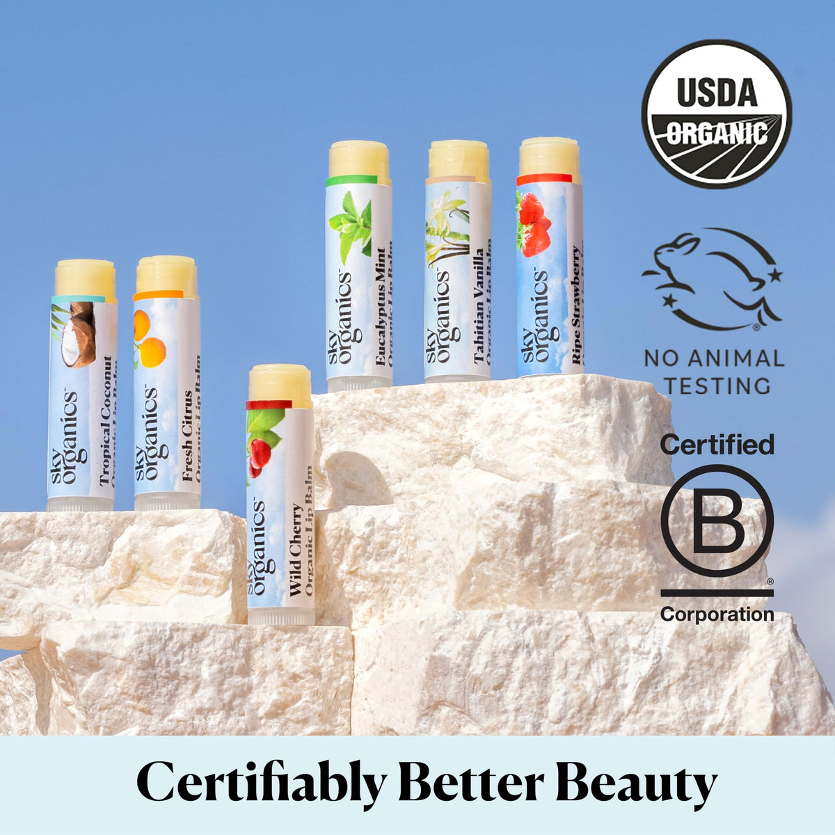 Sky Organics lip balm in pocket outdoors, illustrating protective soothing lip care