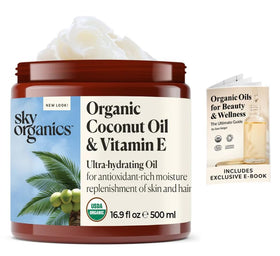 Sky Organics oil pouring texture close-up illustrating rich hydration and smoothness