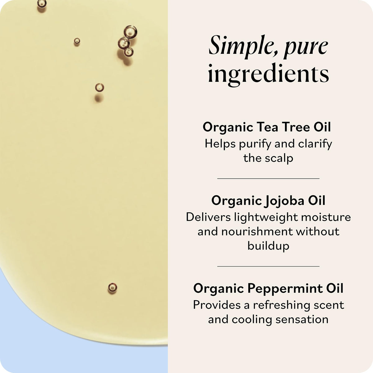 Sky Organics oil being massaged into scalp, shows soothing itch-relief benefit