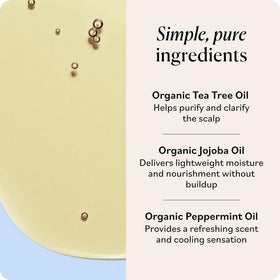 Sky Organics oil being massaged into scalp, shows soothing itch-relief benefit
