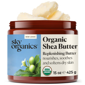 Sky Organics front jar view showing pure shea butter package and natural benefit