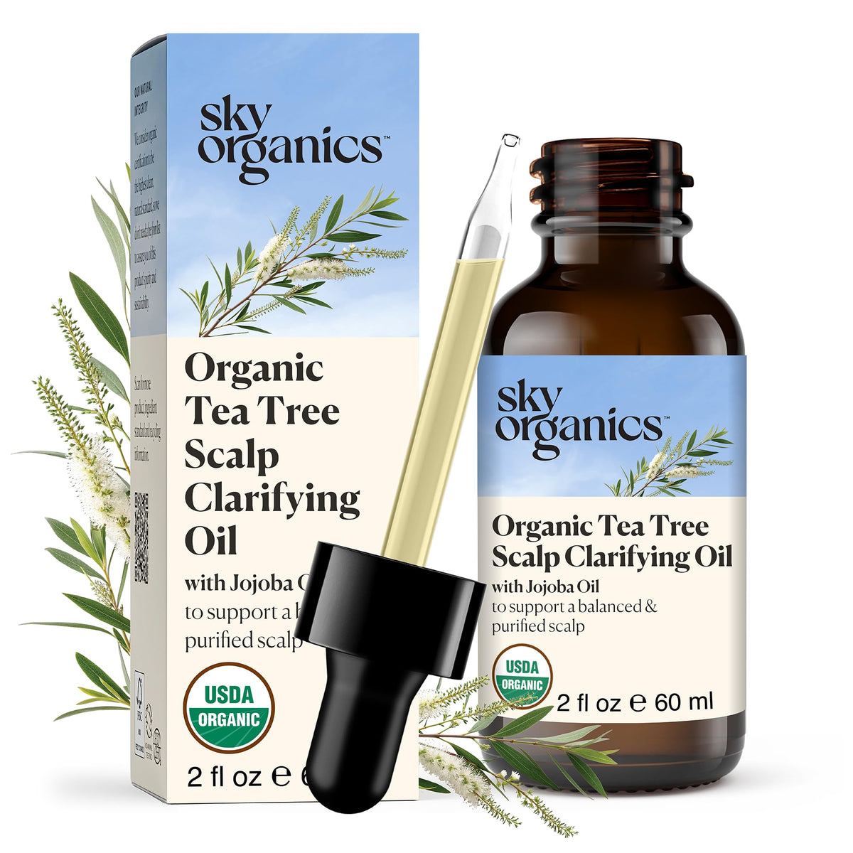 Sky Organics front packaging showing bottle and label, highlights clean formula benefit