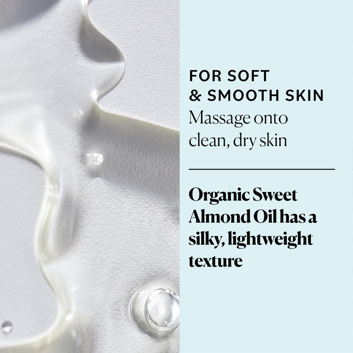 Sky Organics almond oil resting on forearm to show quick-absorbing, non-greasy finish