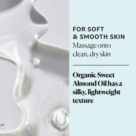 Sky Organics almond oil resting on forearm to show quick-absorbing, non-greasy finish