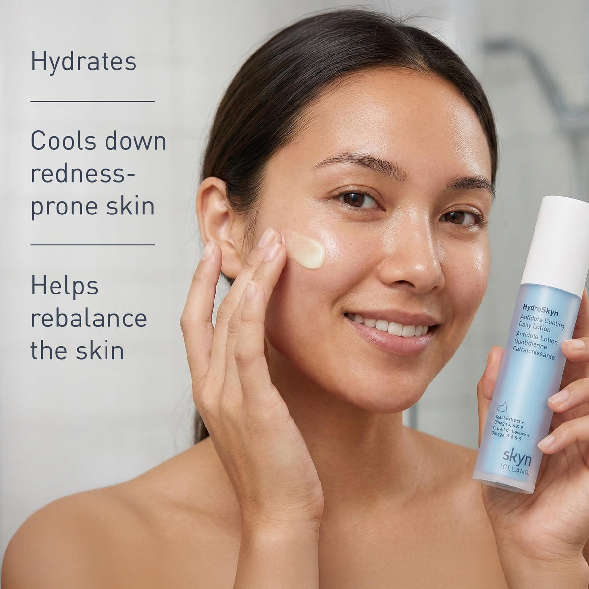 skyn ICELAND applied on hand demonstrating quick absorption and calming feel