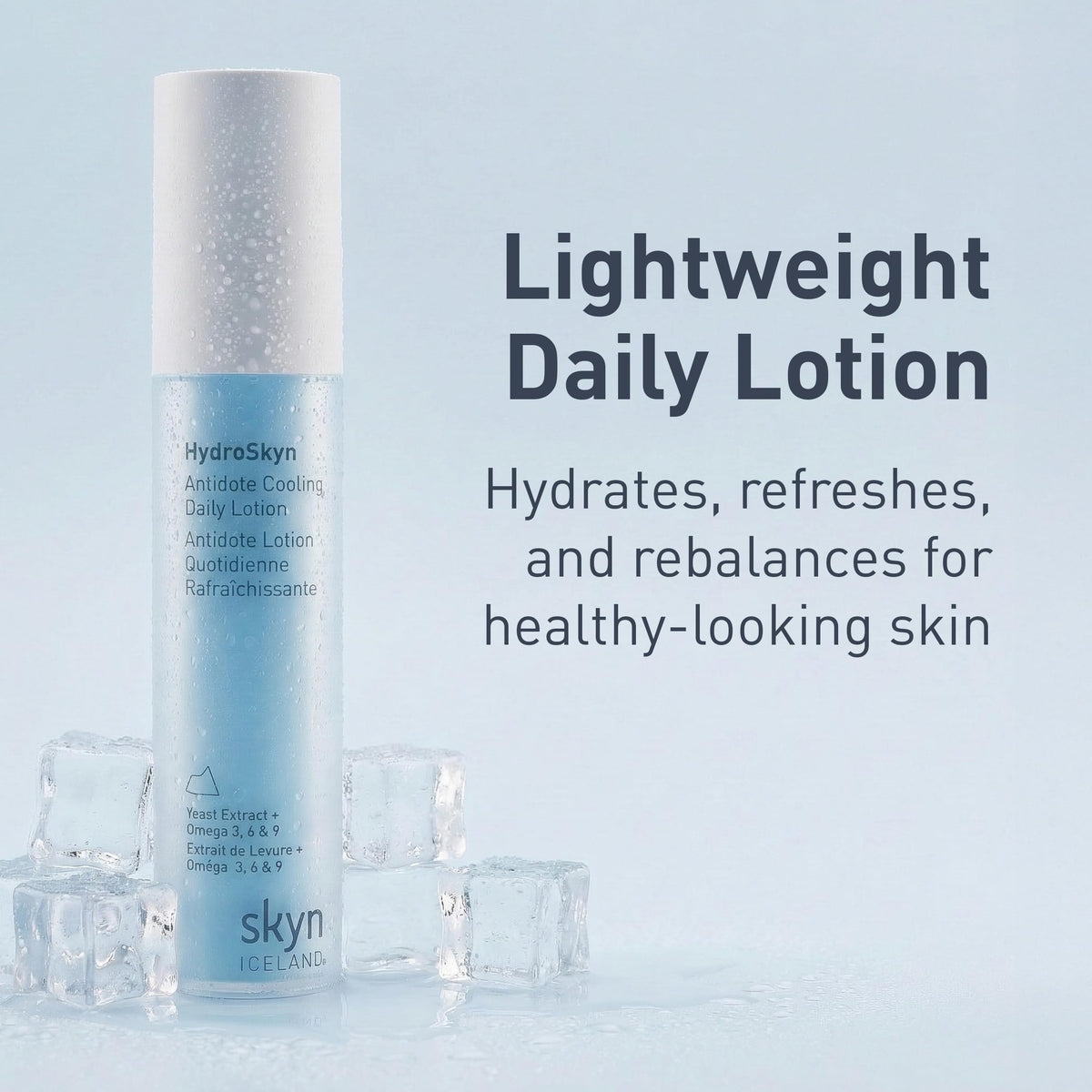 skyn ICELAND lotion texture close-up showing lightweight spread and hydration
