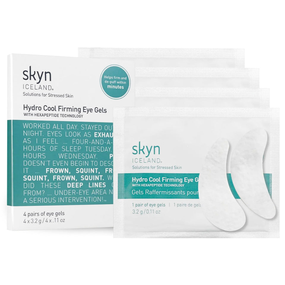 skyn ICELAND front packaging showing sample four pairs and cooling benefits