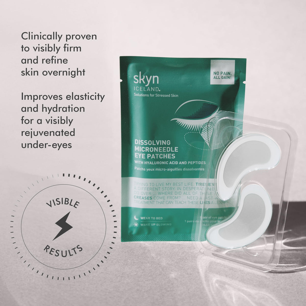 skyn ICELAND patch applied under eye demonstrating secure non-slip wear