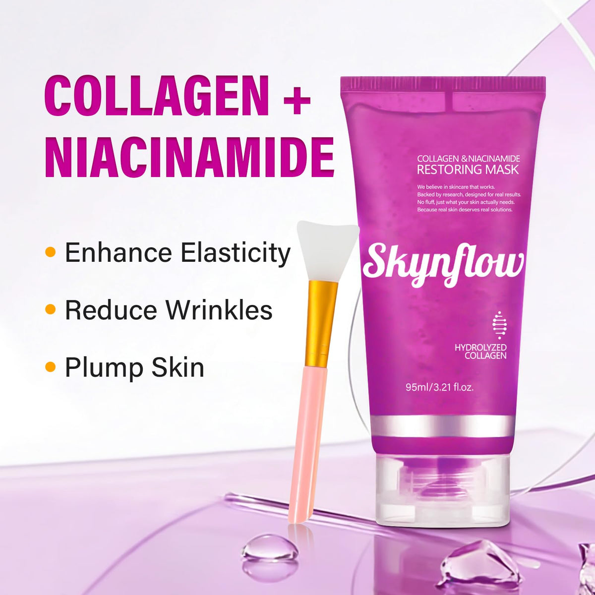 SKYNFLOW gel texture on fingertip showing lightweight hydrating formula and absorption