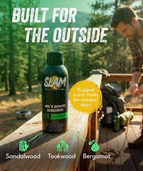 Slam Lotion back label view highlighting ingredients and compliance benefits