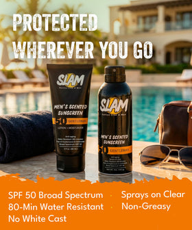 Slam Lotion label close-up showing ingredients and reef-safe compliance benefit