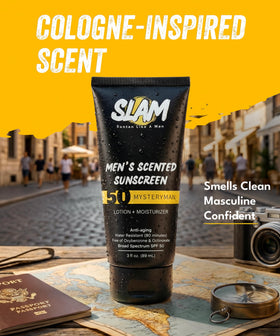 SLAM next to hand for scale showing 3 oz travel-ready benefit