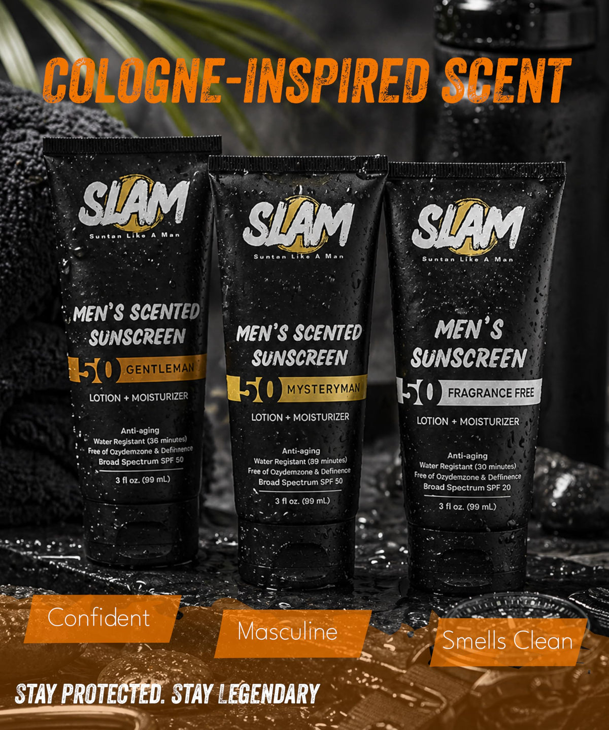 SLAM sunscreen rubbed onto shoulder showing lightweight protection benefit