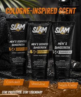 SLAM sunscreen rubbed onto shoulder showing lightweight protection benefit