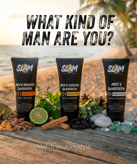 SLAM sunscreen used by runner outdoors showing water-resistant performance