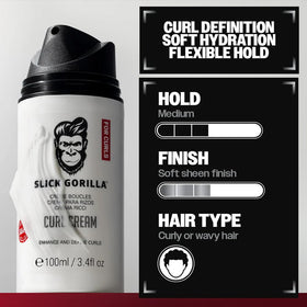 Slick Gorilla applied to curly hair showing defined, frizz-controlled curls