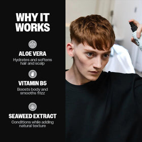 Slick Gorilla mist spraying into hair delivering instant texture