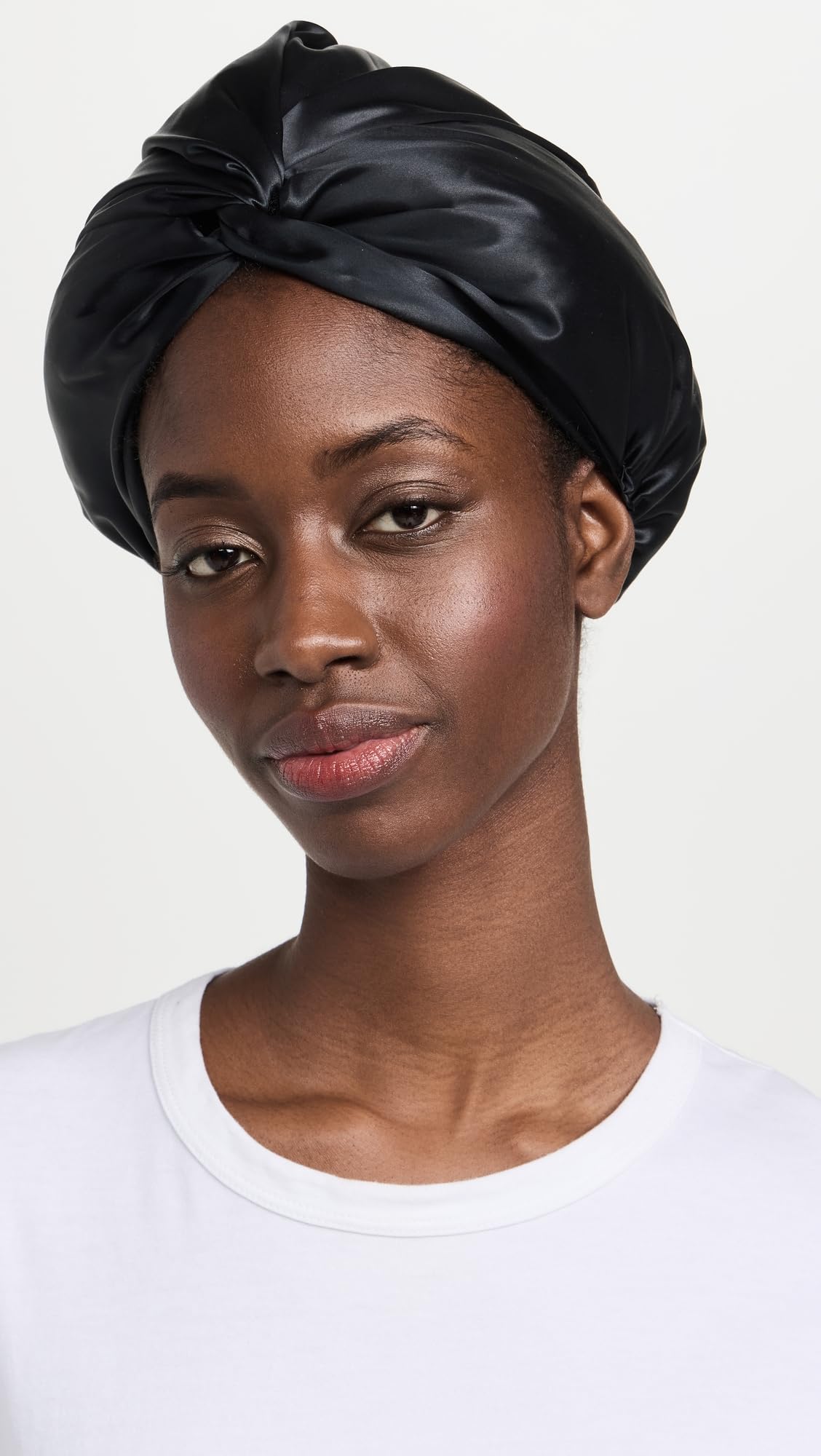 SLIP black turban silk close-up highlighting 22 momme texture and smoothness