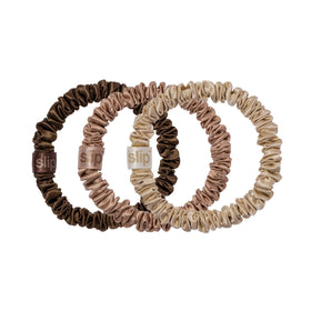 SLIP front view of three-color scrunchie set shows discreet shades and gentle hold