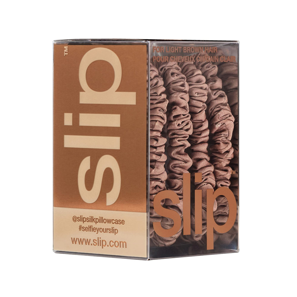 Slip coordinated gift box with four scrunchies, elegant present ready