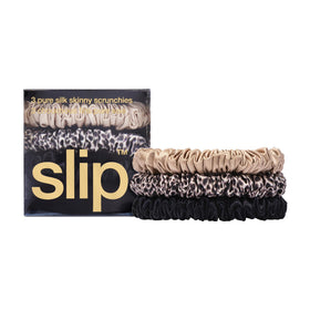 SLIP leopard skinny scrunchie flat lay showing print and polished finish