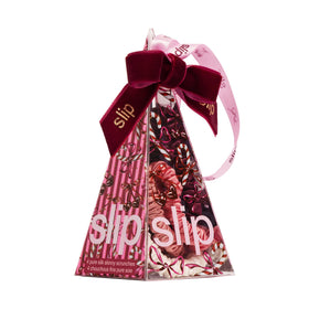 SLIP holiday candy cane ornament with scrunchies displayed in festive setting