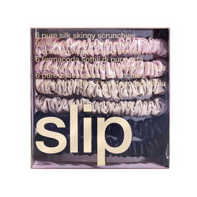 SLIP gift-style packaging open, ready-to-give silk accessory set