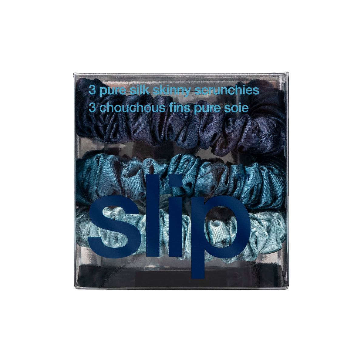 SLIP scrunchie stretched to show flexible elastic core that prevents snagging