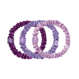 SLIP violet skinny scrunchie front view showing sleek finish and gentle hold