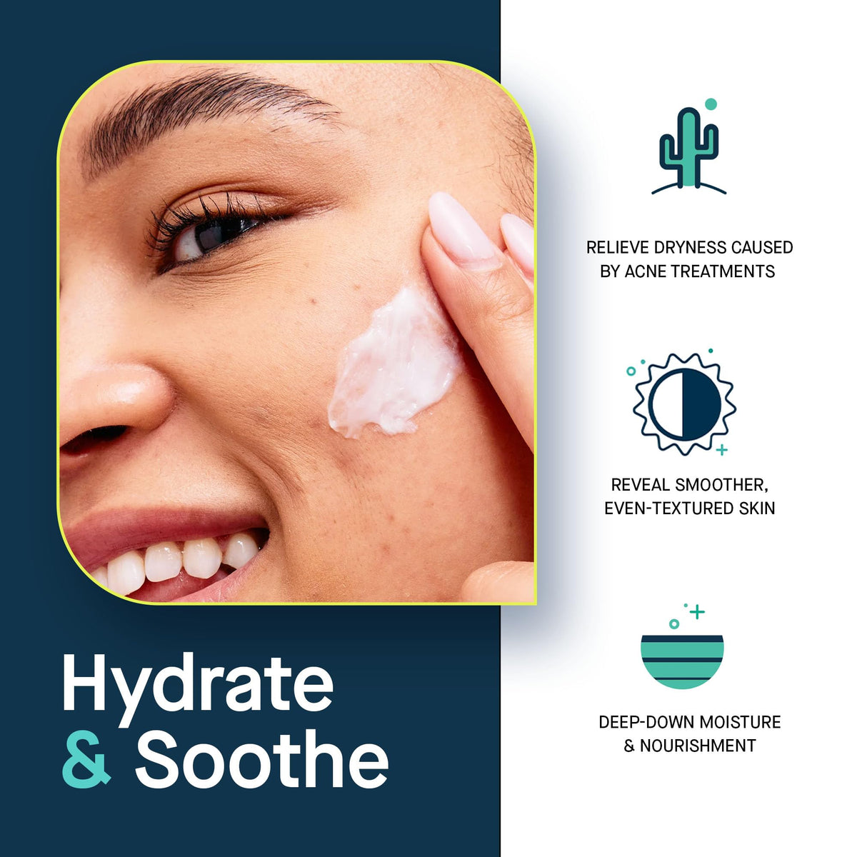 SLMD moisturizer being applied to hand, demonstrates fast-absorbing, non-greasy benefit