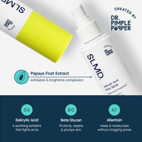 SLMD spray being applied to back in lifestyle scene for convenient treatment