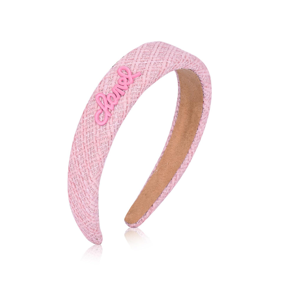 Sluxa pink headband front view showing clean lines and feminine look