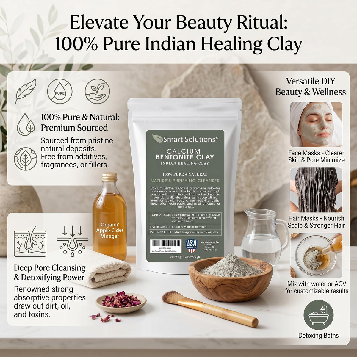 SMART SOLUTIONS applied face mask on model demonstrating skin clarity benefit