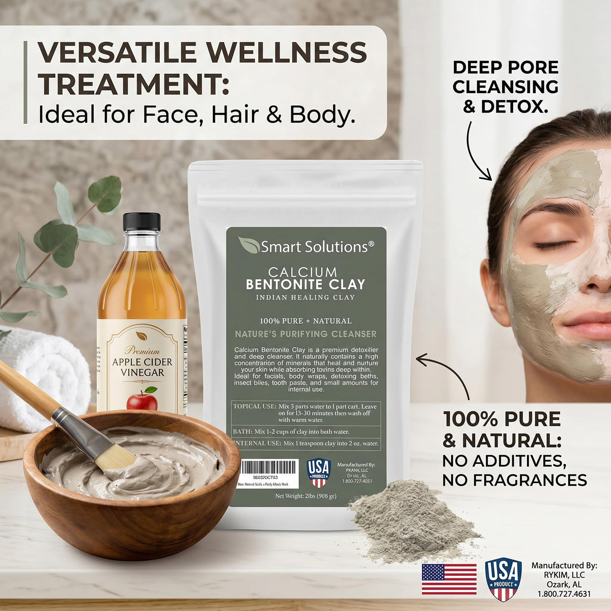 SMART SOLUTIONS clay applied to hair scalp treatment demonstrating buildup removal