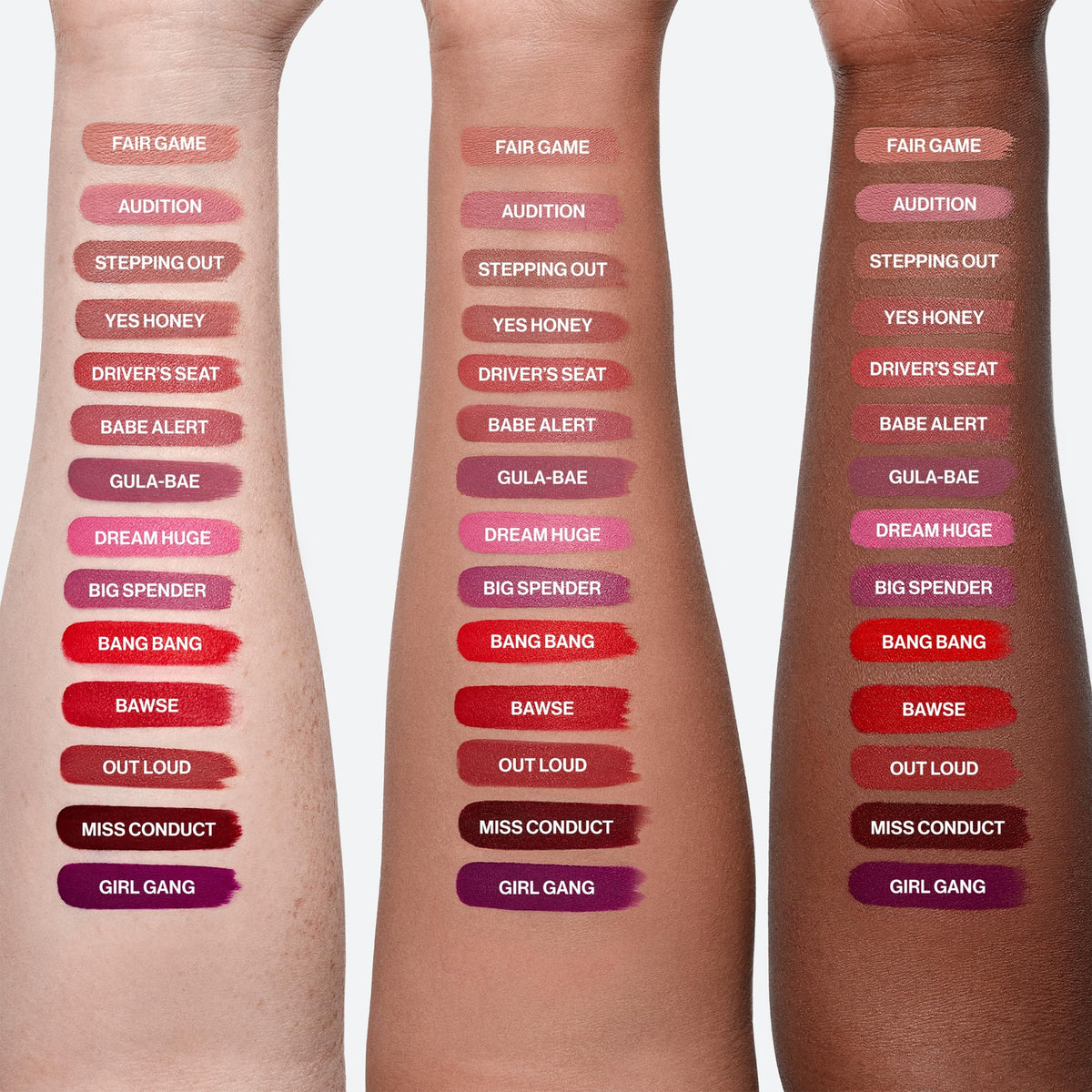 Smashbox swatch on skin illustrating Audition true color payoff for shade choice