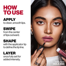 Smashbox glossy liquid texture swipe showing rich pigment and smooth spread