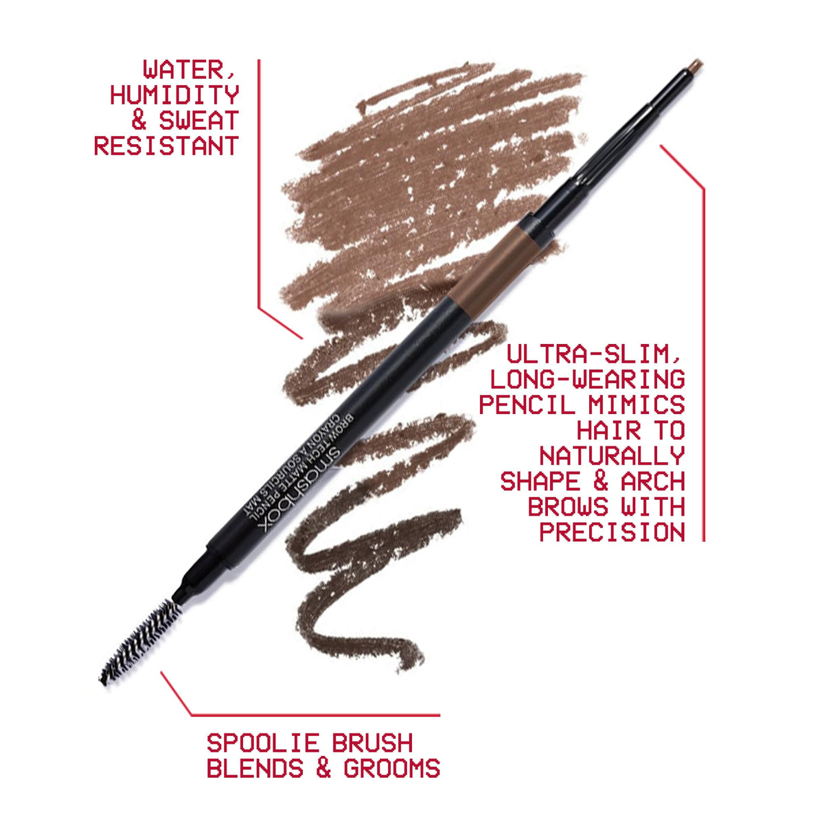 Smashbox close-up of ultra-slim tip creating precise hairlike eyebrow strokes