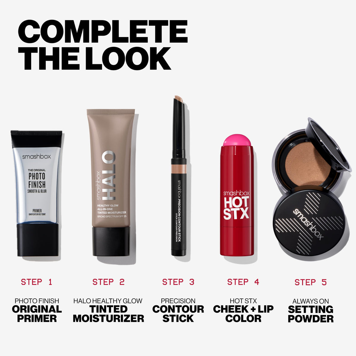 Smashbox bottle styled on vanity to show everyday routine appeal