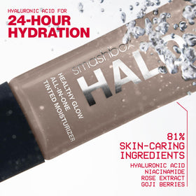 Smashbox texture close-up highlighting silky, hydrating formula for glow